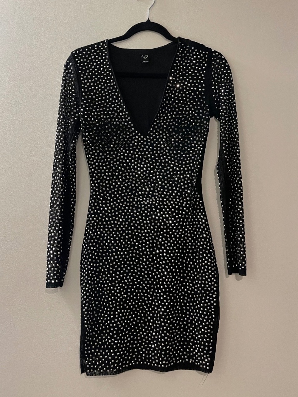Windsor Black Long Sleeve Rhinestone Dress